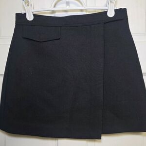 Theory x Revolve Canton Snap Stretch Wool Blend Wrap Mini Skirt- Sz 00 Black